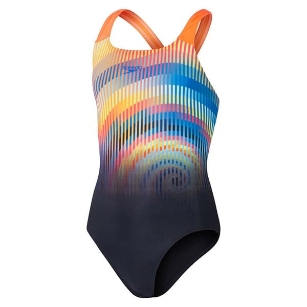 Speedo Digital Placement Powerback Badetøj Flerfarvet 7-8 Years Pige