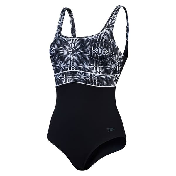 Speedo Shaping Contoureclipse Printed Badetøj Sort,Grå UK 44 Kvinde