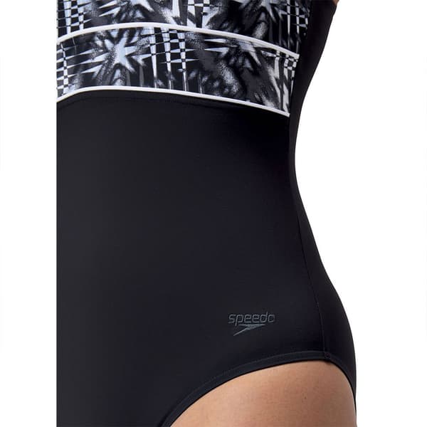 Speedo Shaping Contoureclipse Printed Badetøj Sort,Grå UK 44 Kvinde