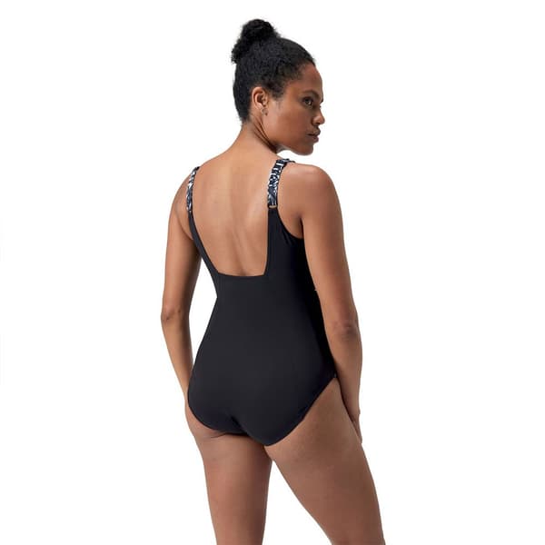 Speedo Shaping Contoureclipse Printed Badetøj Sort,Grå UK 44 Kvinde
