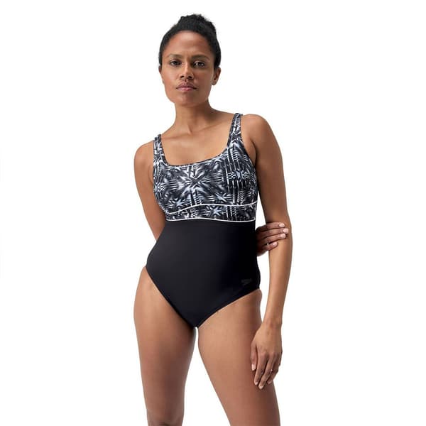 Speedo Shaping Contoureclipse Printed Badetøj Sort,Grå UK 44 Kvinde