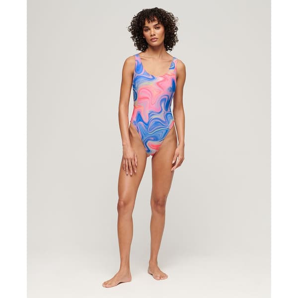 Superdry Print Scoop Back Baddräkt Flerfärgad L Kvinna