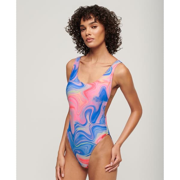 Superdry Print Scoop Back Baddräkt Flerfärgad L Kvinna