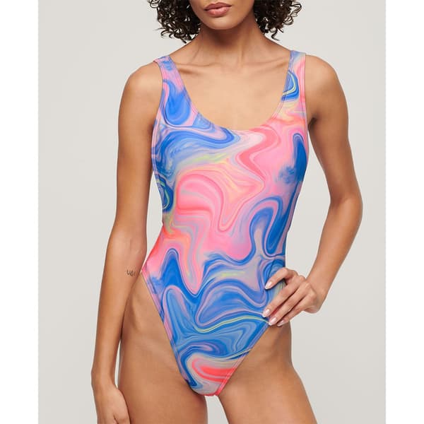 Superdry Print Scoop Back Baddräkt Flerfärgad L Kvinna