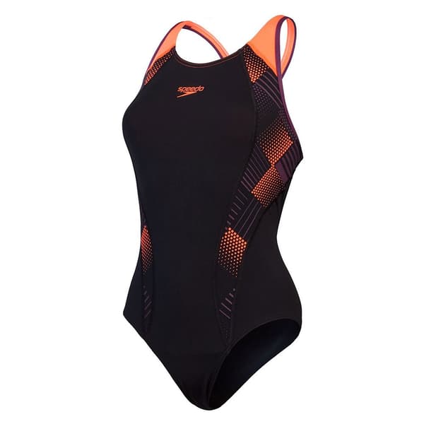 Speedo Placement Laneback Badetøj Sort UK 42 Kvinde