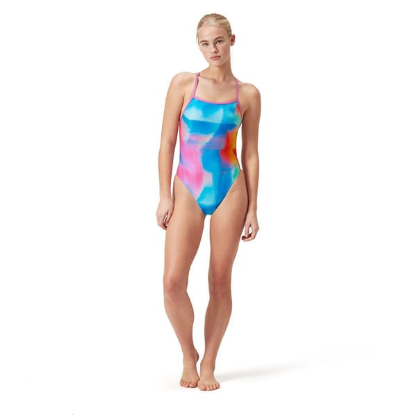 Speedo Allover Vback Badetøj Blå UK 36 Kvinde