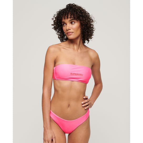 Superdry Logo Bandeau Bikinitop Rosa XL Kvinde