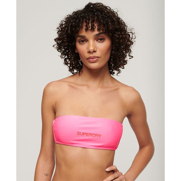 Superdry Logo Bandeau Bikinitop Rosa XL Kvinde