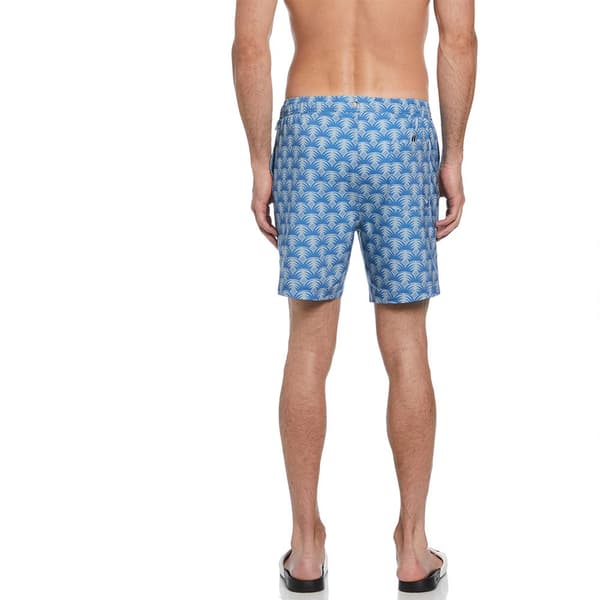 Original Penguin Recycled Polyester Stretch Aop Geo Palms Badeshorts Boxer Blå M Mand