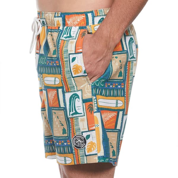 Original Penguin Recycled Polyester Aop Surf Pete Badeshorts Boxer Flerfarvet M Mand