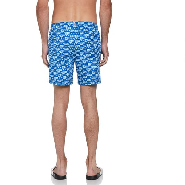 Original Penguin Recycled Polyester Aop Geo Logo Badeshorts Boxer Blå M Mand