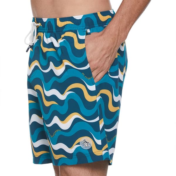 Original Penguin Recycled Polyester Aop Wavy Badbyxor Boxer Flerfärgad M Man