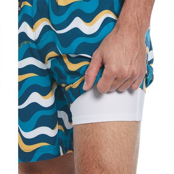 Original Penguin Recycled Polyester Aop Wavy Badbyxor Boxer Flerfärgad M Man
