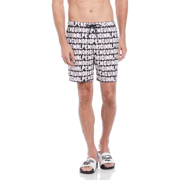 Original Penguin Recycled Polyester Stretch Aop Logo Badbyxor Boxer Flerfärgad L Man