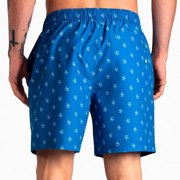 Original Penguin Recycled Polyester Volley Aop Repete Badbyxor Boxer Blå M Man
