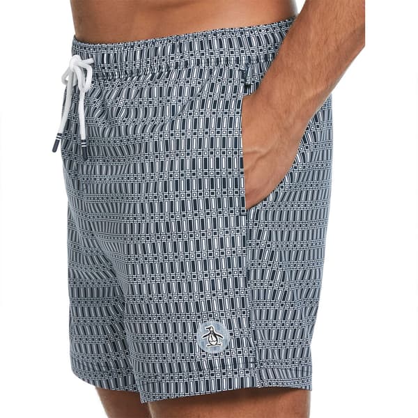 Original Penguin Box Recycled Aop Geo Badeshorts Blå L Mand