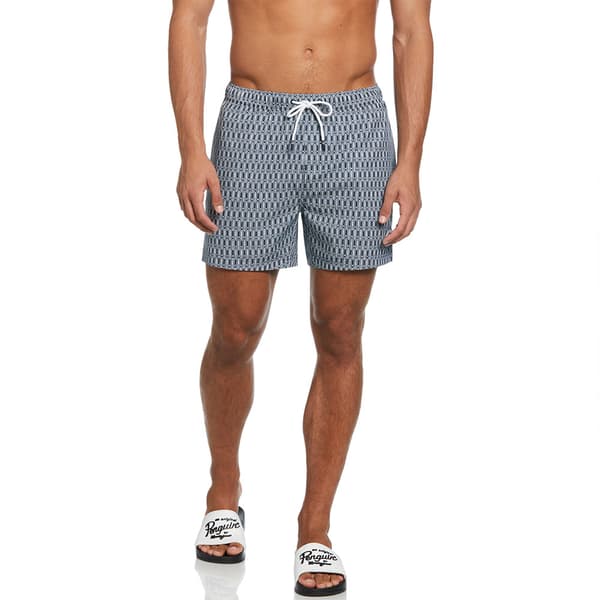 Original Penguin Box Recycled Aop Geo Badeshorts Blå L Mand