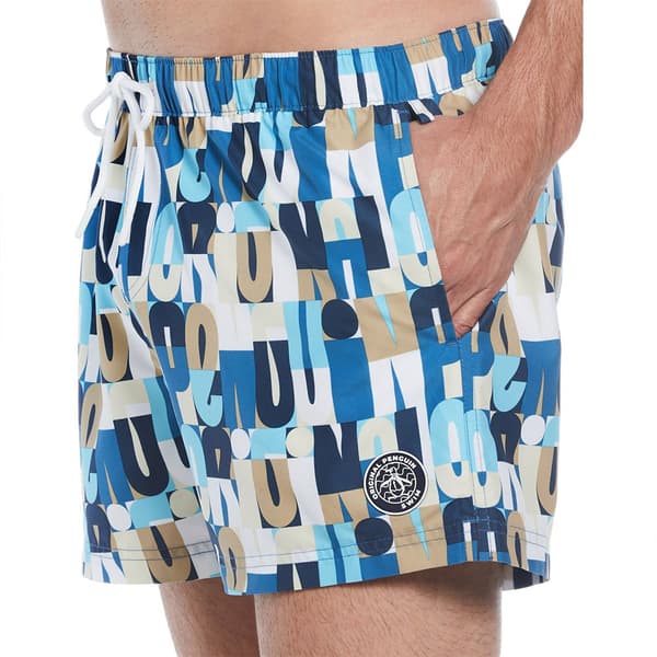 Original Penguin Box Recycled Polyester Logo Badeshorts Boxer Flerfarvet L Mand
