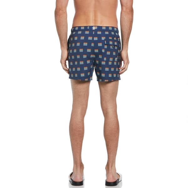Original Penguin Box Recycled Polyester Stretch Rainbow Stripe Badeshorts Boxer Blå L Mand