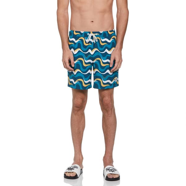 Original Penguin Recycled Polyester Aop Wavy Badbyxor Boxer Flerfärgad L Man