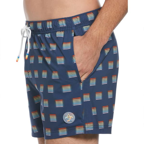 Original Penguin Box Recycled Polyester Stretch Rainbow Stripe Badeshorts Boxer Blå S Mand