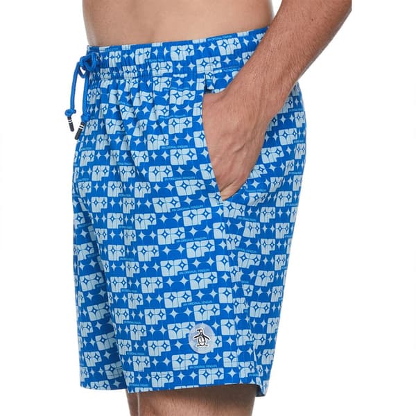 Original Penguin Recycled Polyester Aop Geo Logo Uimapuku Boxer Sininen S Mies
