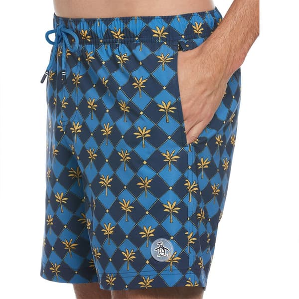 Original Penguin Recycled Polyester Stretch Palm Tiles Badeshorts Boxer Flerfarvet S Mand