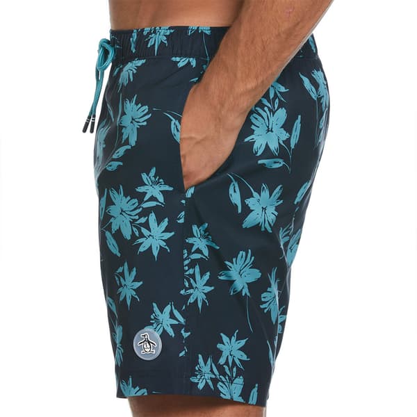 Original Penguin Volley Recycled Aop Floral Simshorts Blå S Man
