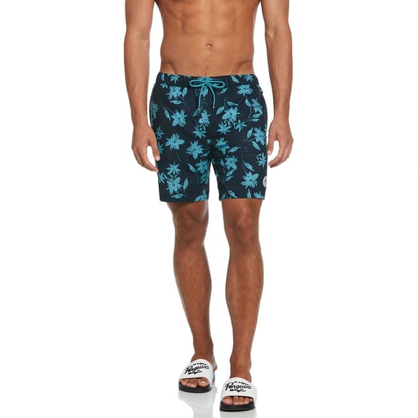 Original Penguin Volley Recycled Aop Floral Simshorts Blå S Man