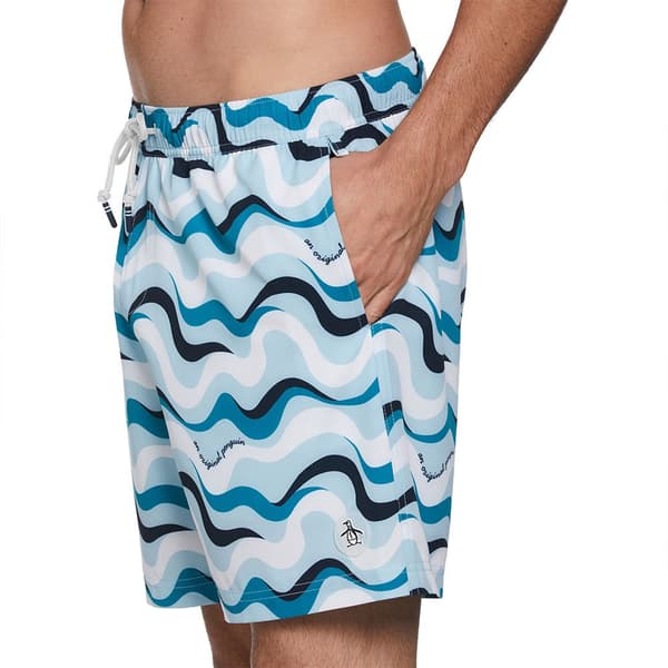 Original Penguin Recycled Polyester Aop Wavy Badbyxor Boxer Flerfärgad M Man