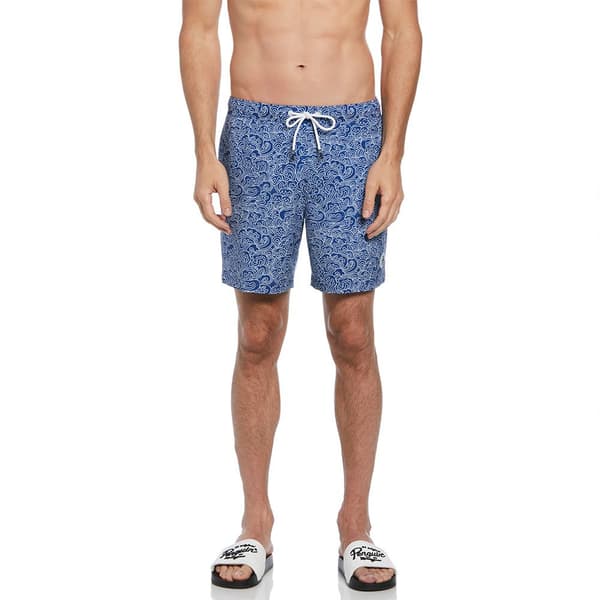 Original Penguin Recycled Polyester Stretch Outline Waves Badeshorts Boxer Blå S Mand