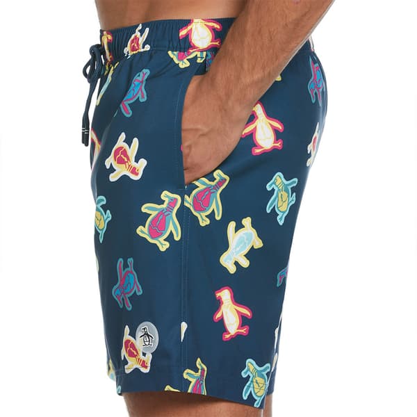Original Penguin Volley Recycled Aop Tumble Pete Simshorts Blå XL Man