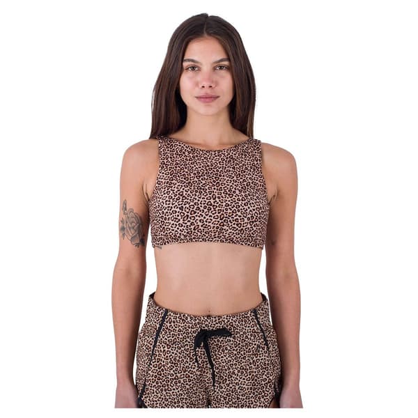 Hurley Max Leopard High Neck 2 Way Bikinitop Brun XS Kvinde