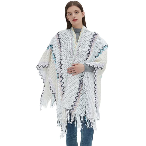 INF Boheemi tyylikäs neulottu Shawl Wrap - Off-White