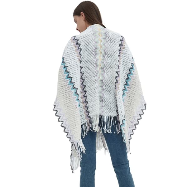 INF Boheemi tyylikäs neulottu Shawl Wrap - Off-White
