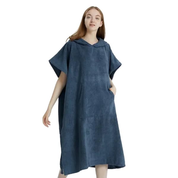 Surf Poncho Handduk, Ultra Absorberande Material, Lättviktsdesign,Mörkblå, 78x110cm
