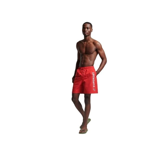Badshorts herr Superdry Applique - Röd - Standardpassform - Elastisk midja med dragsko