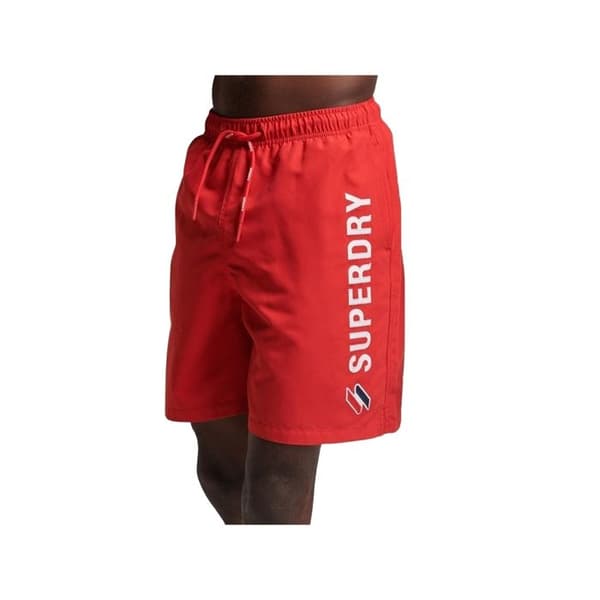 Badshorts herr Superdry Applique - Röd - Standardpassform - Elastisk midja med dragsko