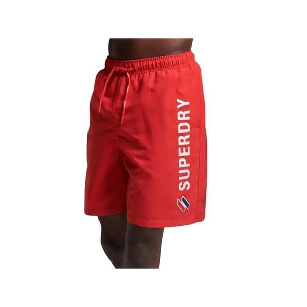 Badshorts herr Superdry Applique - Röd - Standardpassform - Elastisk midja med dragsko
