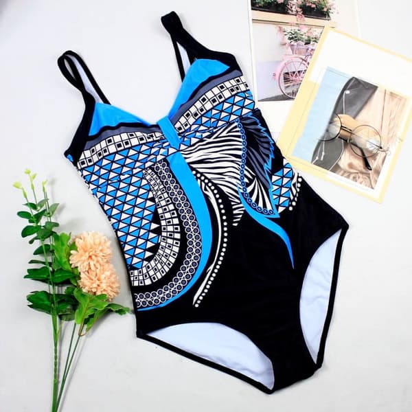 Baddräkter med låg profil för kvinnor Baddräkter med rygglöst tryck sommar Badkläder Siamesiska bikiniset Magkontrollbaddräkter