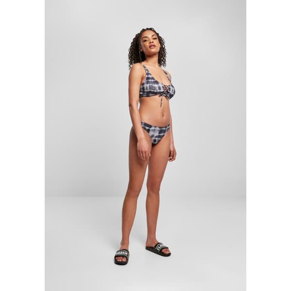 Bikini dam - Urban Classics - Snörning Tie Dye - Stretchmaterial - Trendig look - Svart/Vit