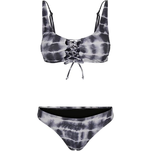 Bikini dam - Urban Classics - Snörning Tie Dye - Stretchmaterial - Trendig look - Svart/Vit
