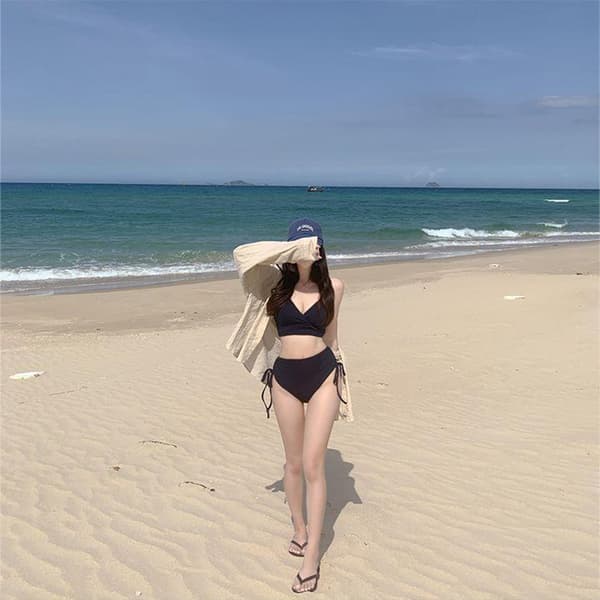 INF Elegant Halter Bikini Baddräkt för Kvinnor Svart L