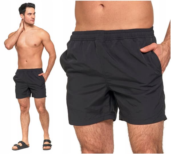 Svarta BADSHORTS Släta Snabbtorkande Shorts Badbyxor MORAJ 4XL