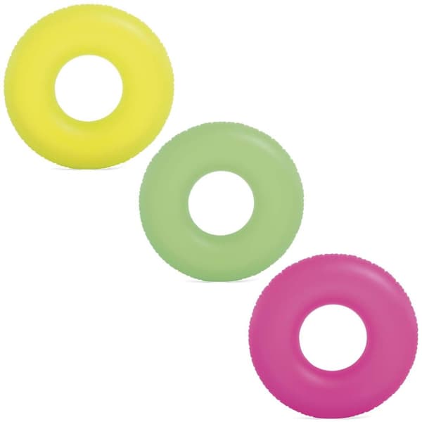 Neon simring diameter 91 cm - 3 färger INTEX 59262 gul