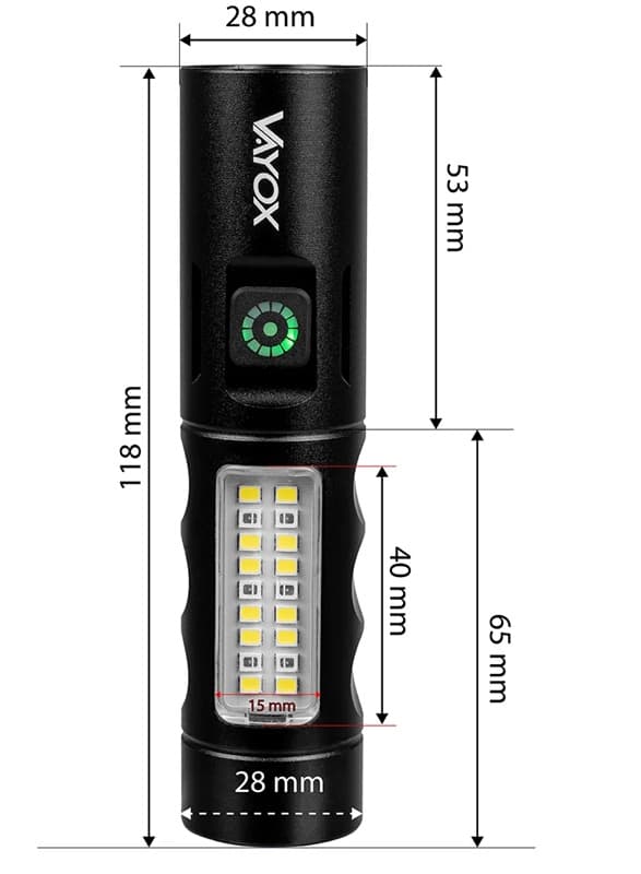 KLASSISK GENOPLADELIG LOMMELYGTE USB-C VA0184 VAYOX 250 LUMEN