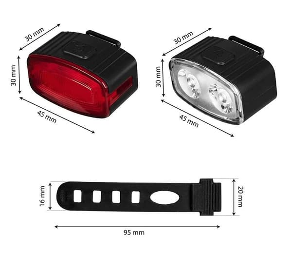 LED CYKELYGTER USB-C SÆT VAYOX VA0155 FOR- OG BAGLYGTER 200 LUMEN
