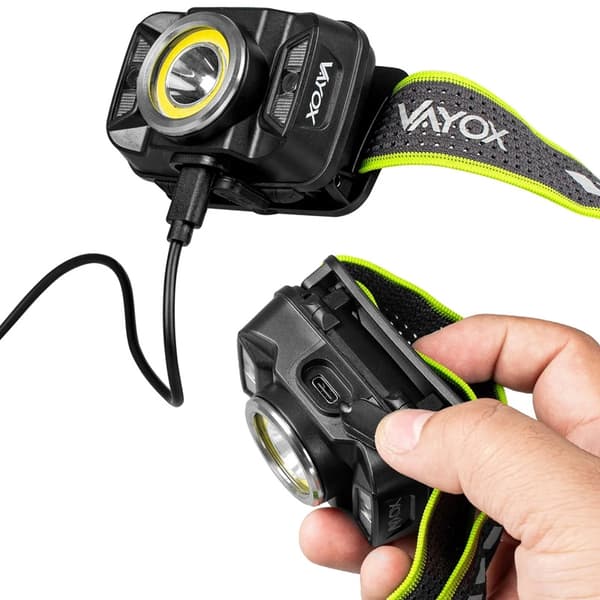 Vedenpitävä ladattava otsalamppu VA0025 VAYOX USB-C 430lm