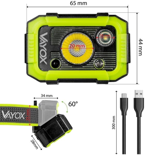 GENOPLADELIG PANDELAMPE USB-C VA0187 VAYOX LED 750lm