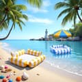 Miniatyrbild 1 av 7: Uppblåsbar vattenhängmatta, 2 delar luftmadrasser, pool - Uppblåsbar fåtölj - Poolstolar, Vattenparker, Uppblåsbara strandstolar
